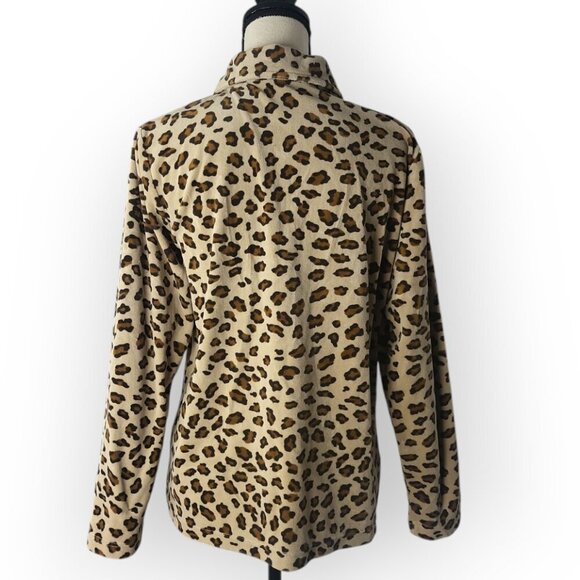 Vintage 70s Pappagallo Camel Black\Brown Leopard Print Button Down Blouse M - Picture 3 of 6